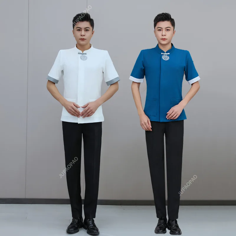 

2024 Beauty Salon Estheticienne Spa Uniform Massage Work Clothes Foot Therapist Work Gowns for Men Beautician Uniform Suit M-4XL