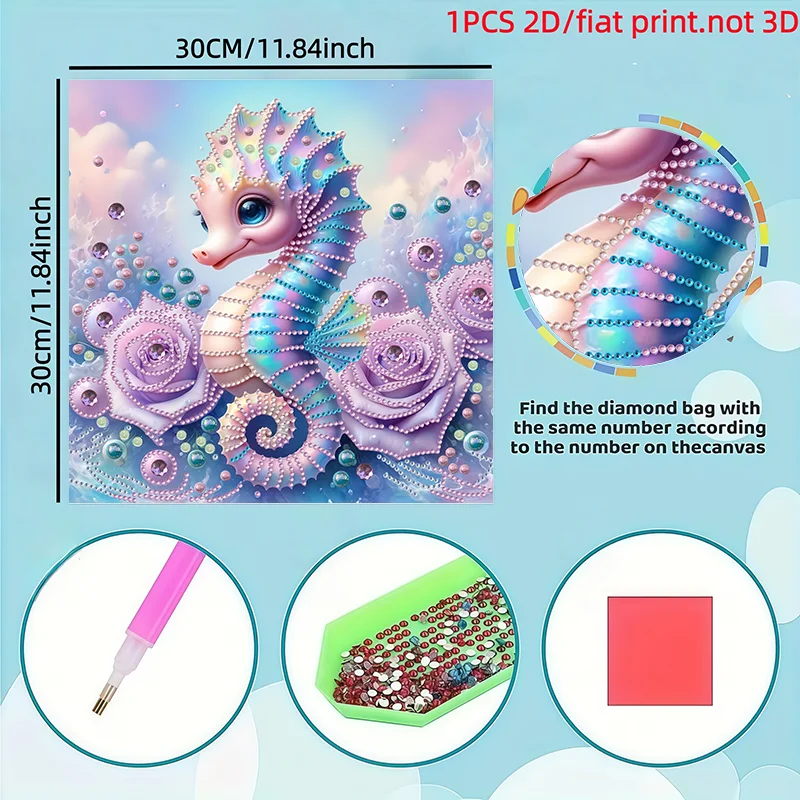 2d/flat 1 Diamond Painting Frameless Painting, animal Pattern, canvas Material, family use, for elders and Relatives