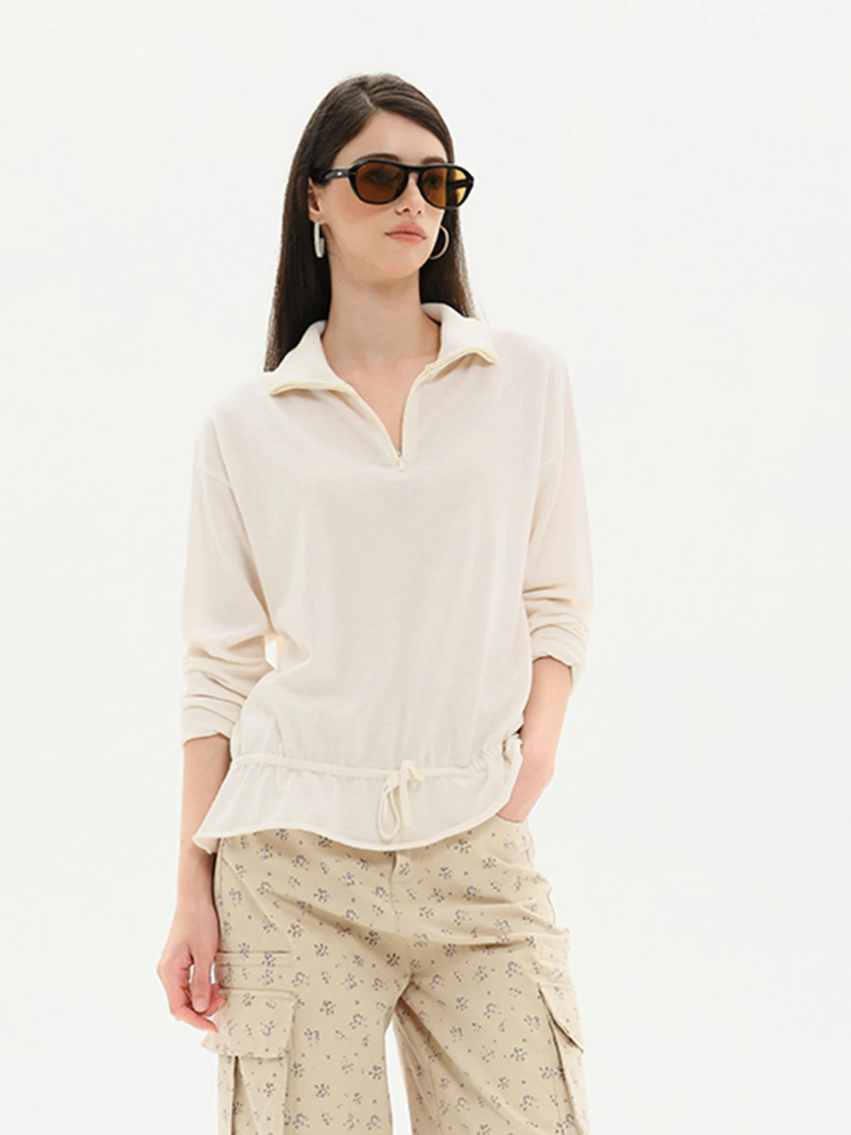 

Новая трикотажная футболка MIMBLANCHE с длинным рукавом и завязками, свободного кроя, для женщин, на осенний сезон