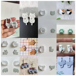Cute Cat Polymer Clay Molds Cat Claw Elephant Rabbit Polymer Clay Cutter DIY Earrings Jewelry Shaping Cutting Pottery Tools