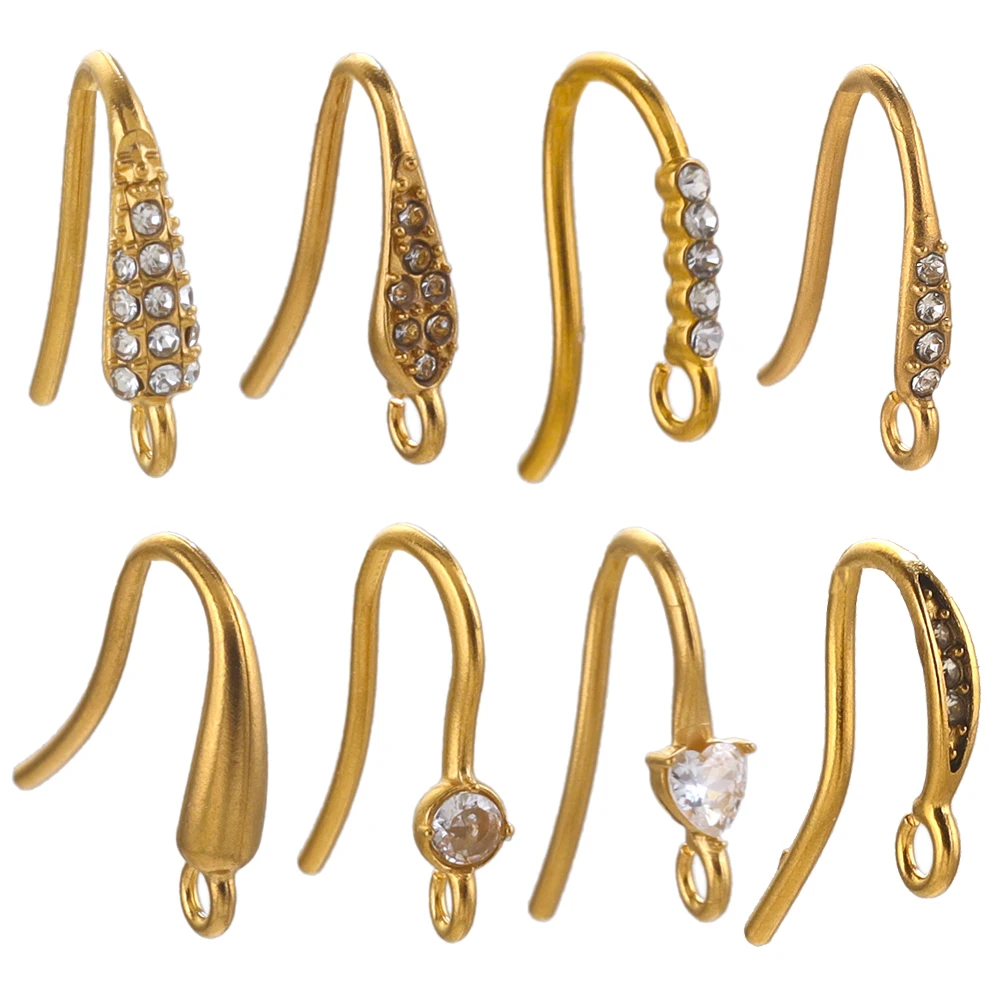 

6pcs Stainless Steel Hypoallergenic Earrings Hooks For Jewelry Making diy Zircon Earwire Connector Earring Making Supplies