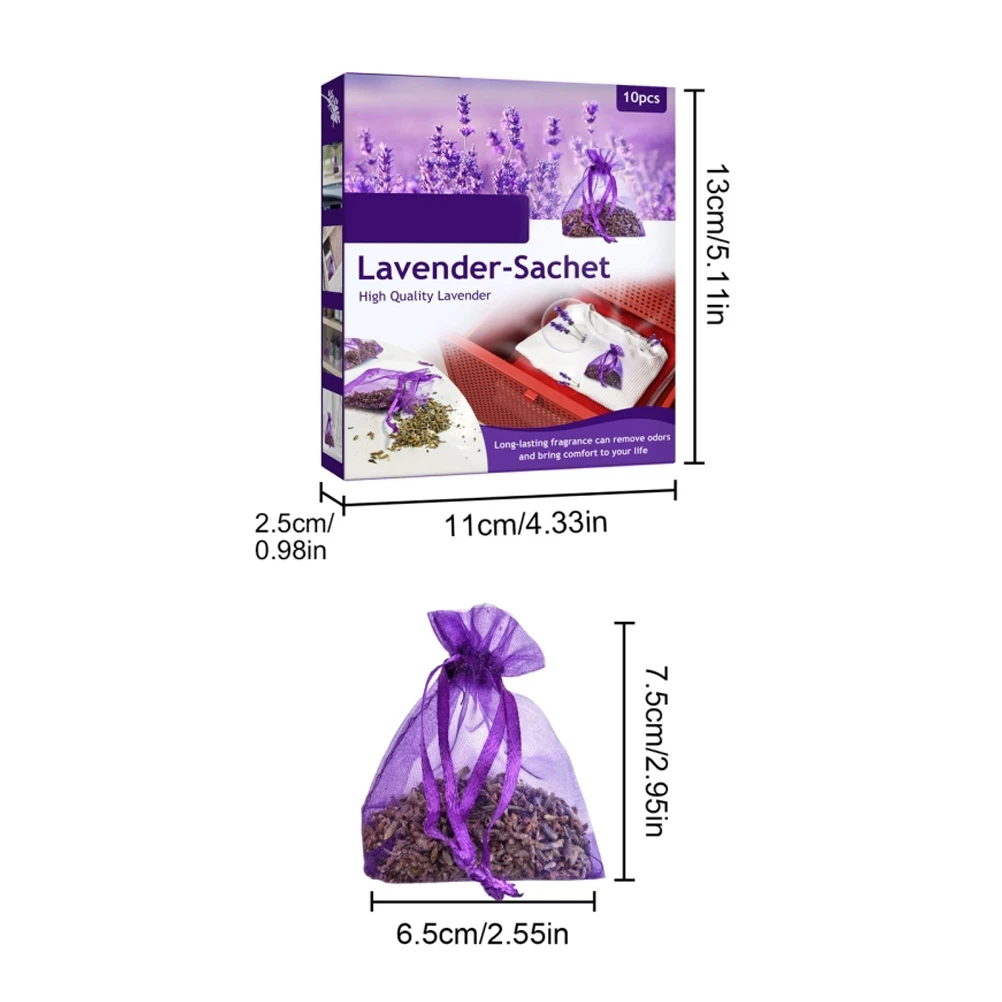 10 Pack Lavender Sachets for Drawers and Closets Perfect for Car Room Air Refreshing Fragrance Sachets Bag