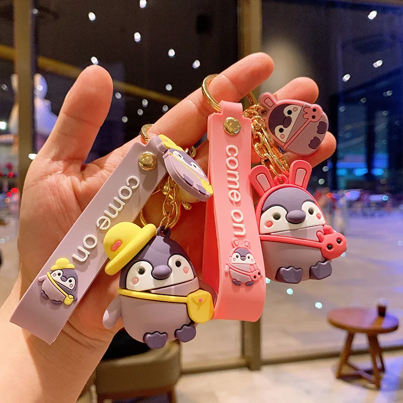 Kawaii Key chain Penguin Anime Keychain Female Cute Doll Car Key Ring Bag Pendant Phone Charm Couple Gift For Women