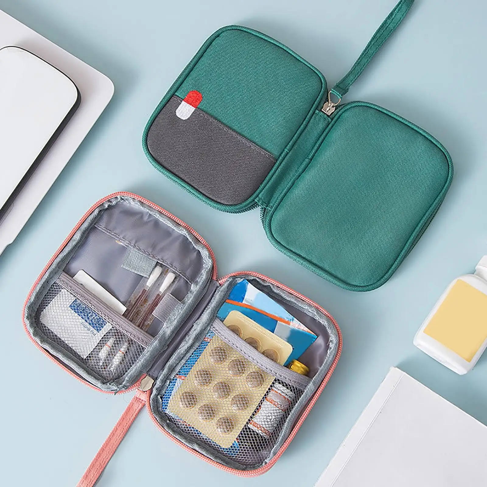 حقيبة أدوات الإسعافات الأولية لتخزين الأدوية الفارغة من أكسفورد المقاومة للماء وحقيبة طبية للطوارئ لمكتب التخييم المنزلي