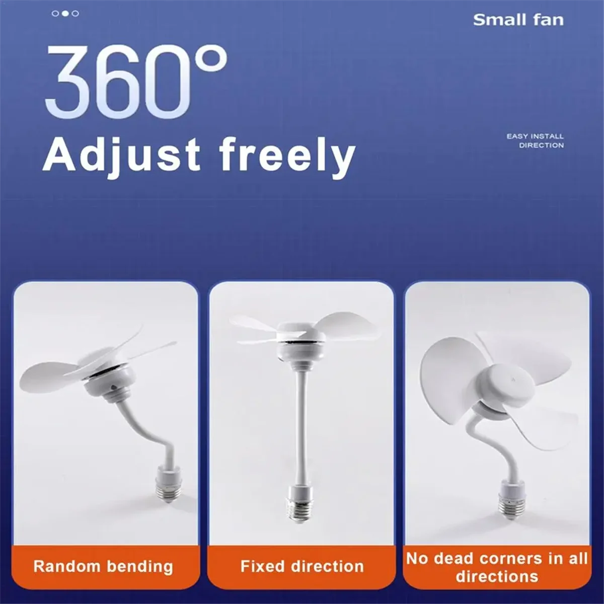 small fan Screw in Socket Fan Compact Ceiling Cooler Fan Screw in Cooling Fan Quiet Small Tabletop Fan for Bedroom Kitchen Study