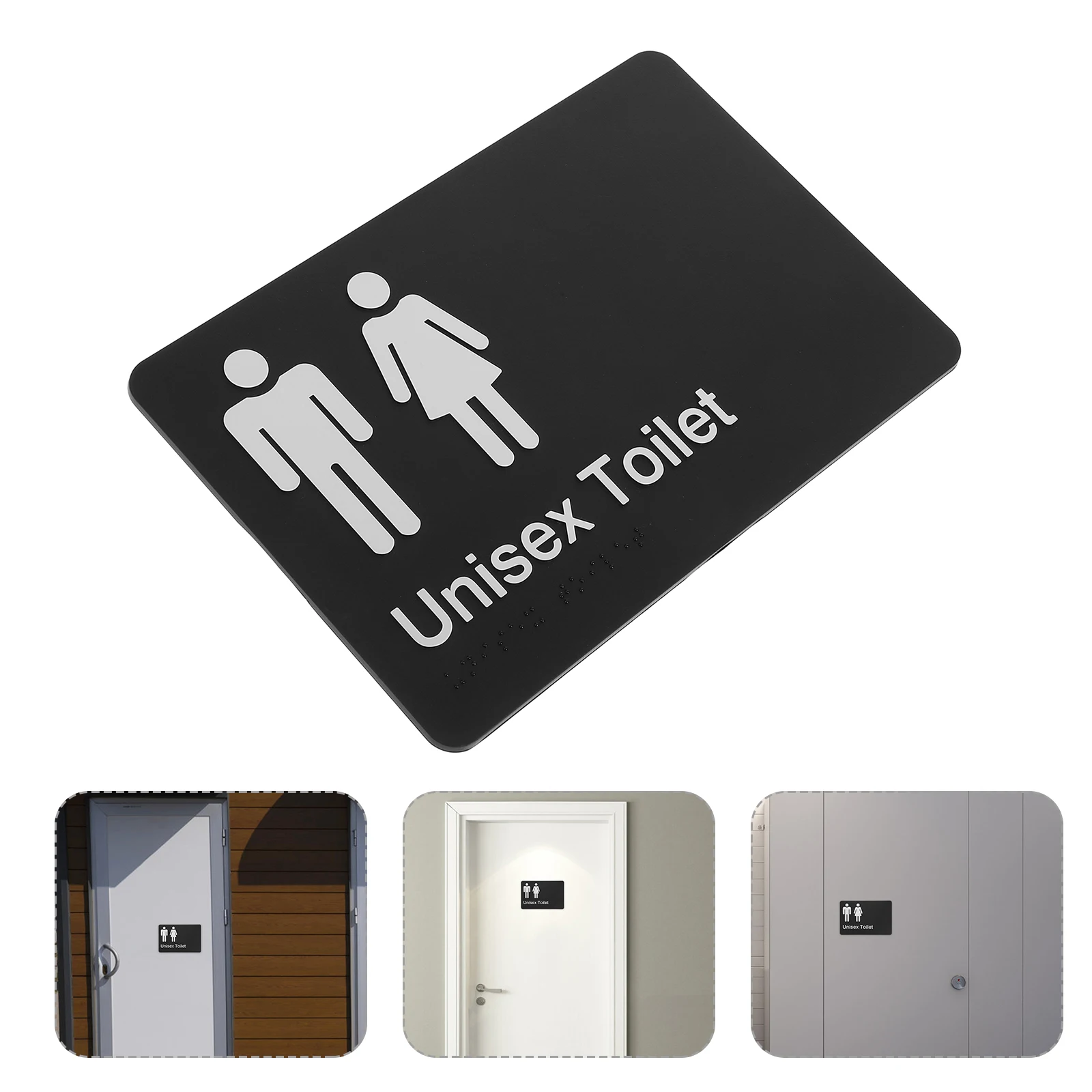 Braille Unisex Abs Wear Resistant High Visibility Bold Colors Clear Fonts Public Restroom Signage Decor Braille Toilet