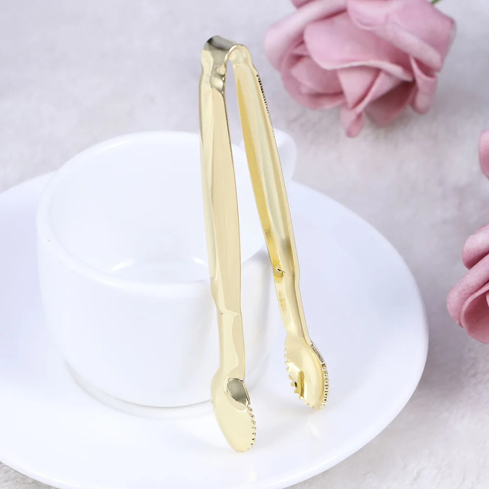 

6pcs Stainless Steel Sugar Cube Thick Mini Serving Tongs Gold Plated Heat Resistant Ice Tongs For Tea Party Coffee Bar Camping
