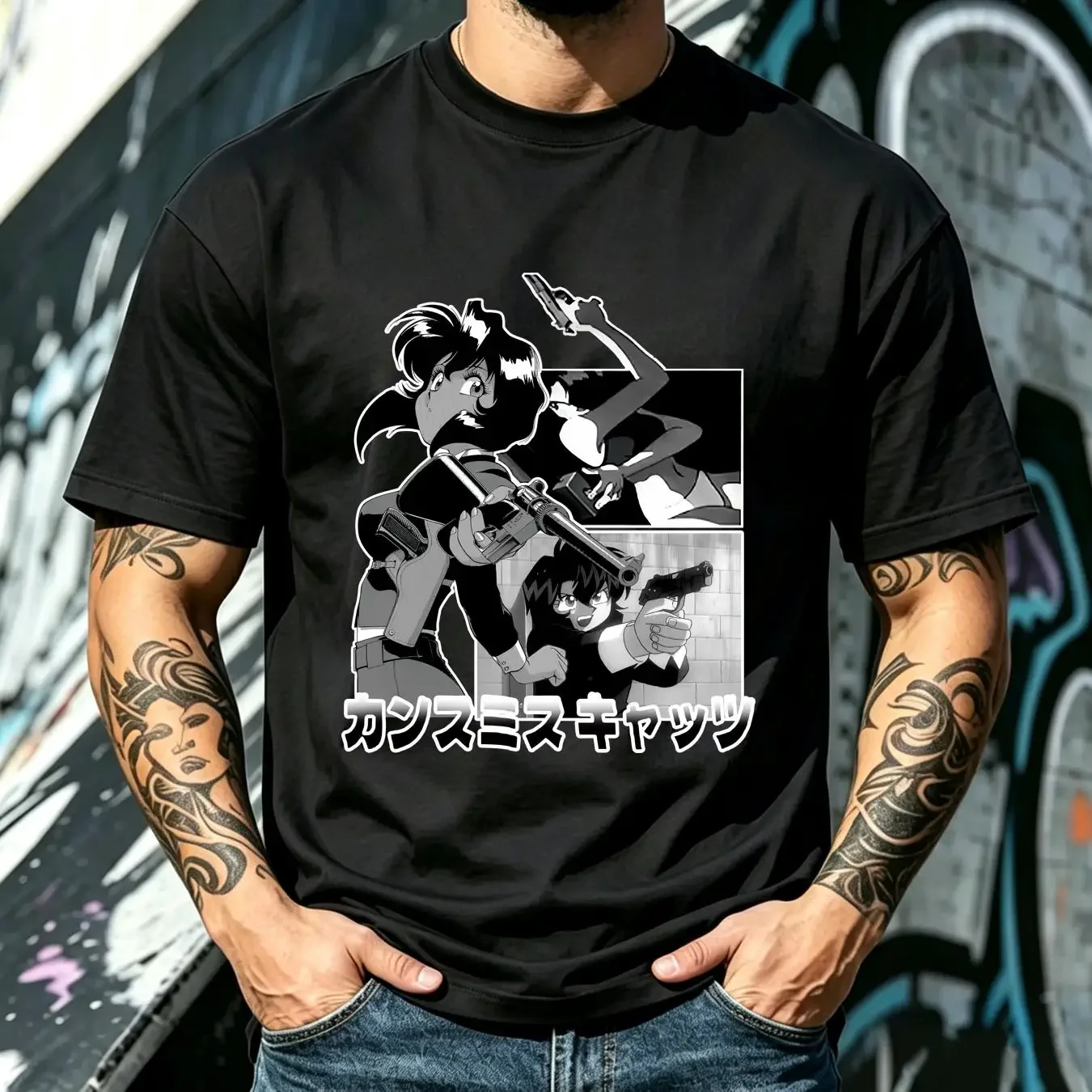 washed T Shirt 10 Vintage Gunsmith Cats long or short sleeves vintage Washed Breathable Casual streetwear Versatile fashion