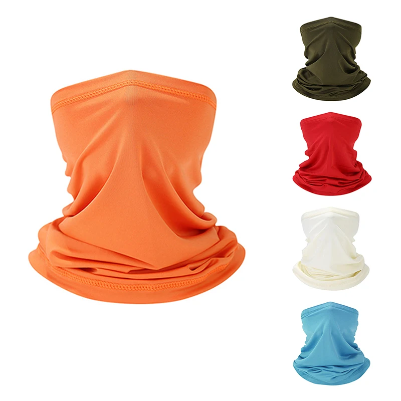 1 ชิ้นป้องกันฝุ่นสีทึบ HeadScarf เดินป่าขี่จักรยานตกปลา Face Shield Bandana Breathable คอ Gaiter สําหรับผู้ชายผู้หญิง