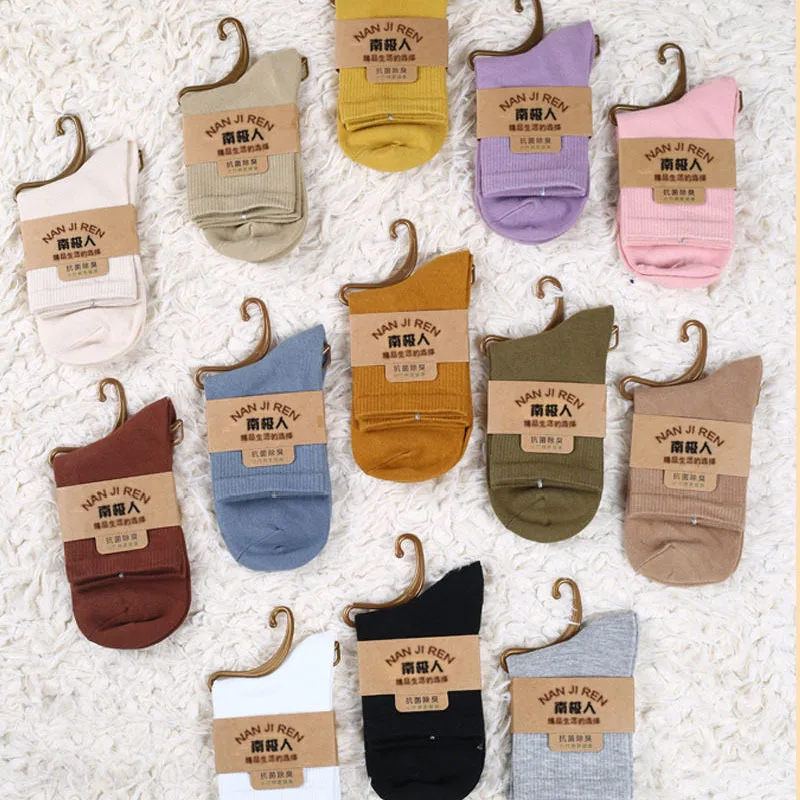 5 Pairs/lot Youpin Fashion Socks Women Spring Solid Knitted Striped Cotton Socks Girls Casual Socks Ladies Breathable Sox