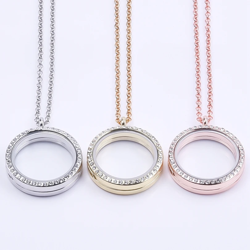 1Pc Mix Colors Metal Round Glass Memory Photo Locket Pendant Necklaces For Ashes Living Urn Relicario Women Collares Jewelry