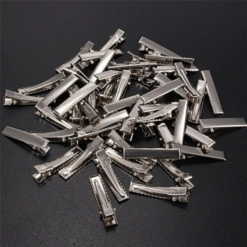 50 Pcs Silver Flat Metal Single Prong Alligator Hair Clips Barrette For Bows DIY Accessories Hairpins 32mm/35mm/40mm/45mm