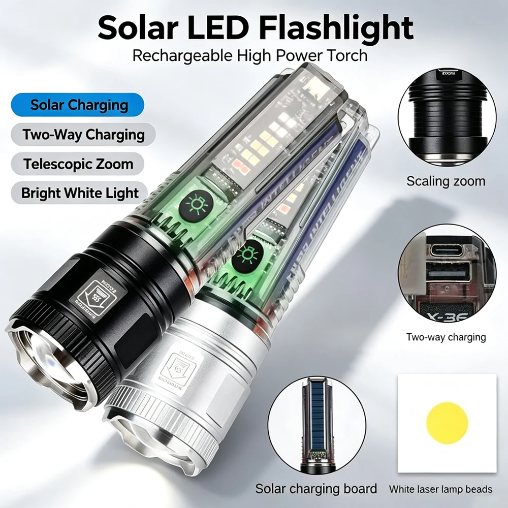 Solar Emergency Charger - Solar Powered Hand Torch High Power