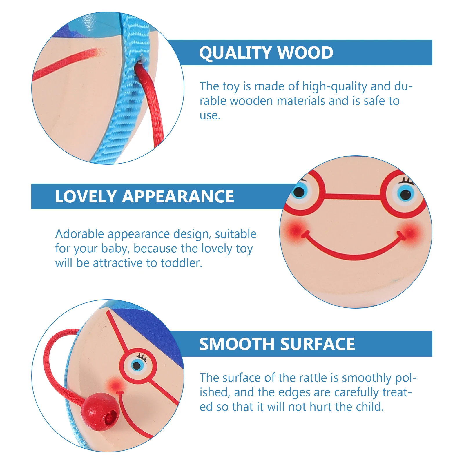 

Wooden Drum -drum Toys Educational Plaything Hand-cranking Infant Breast-feeding Baby