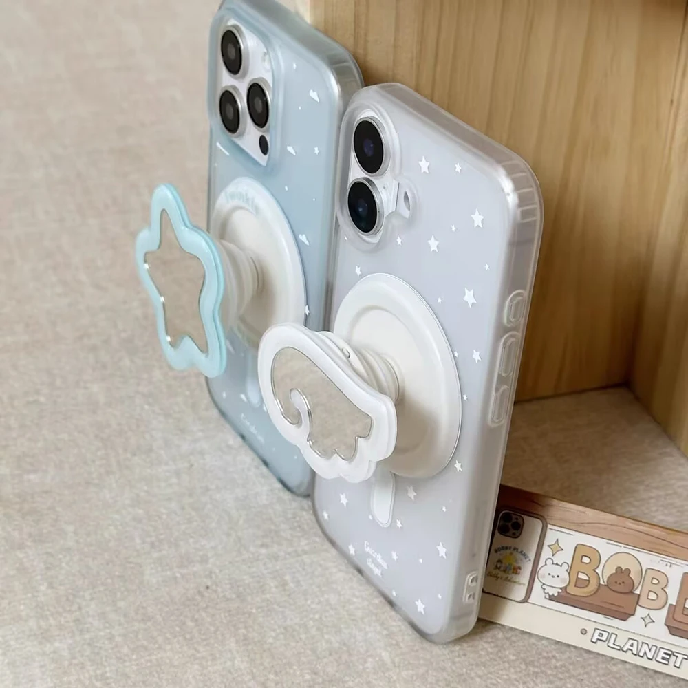 Niedliche Handyhüllen mit Engelsflügeln und Magnetständer für iPhone 18 17 16 15 14 13 Pro Max, Lieblicher Spiegel für Magsafe Rückseite – Detail 3