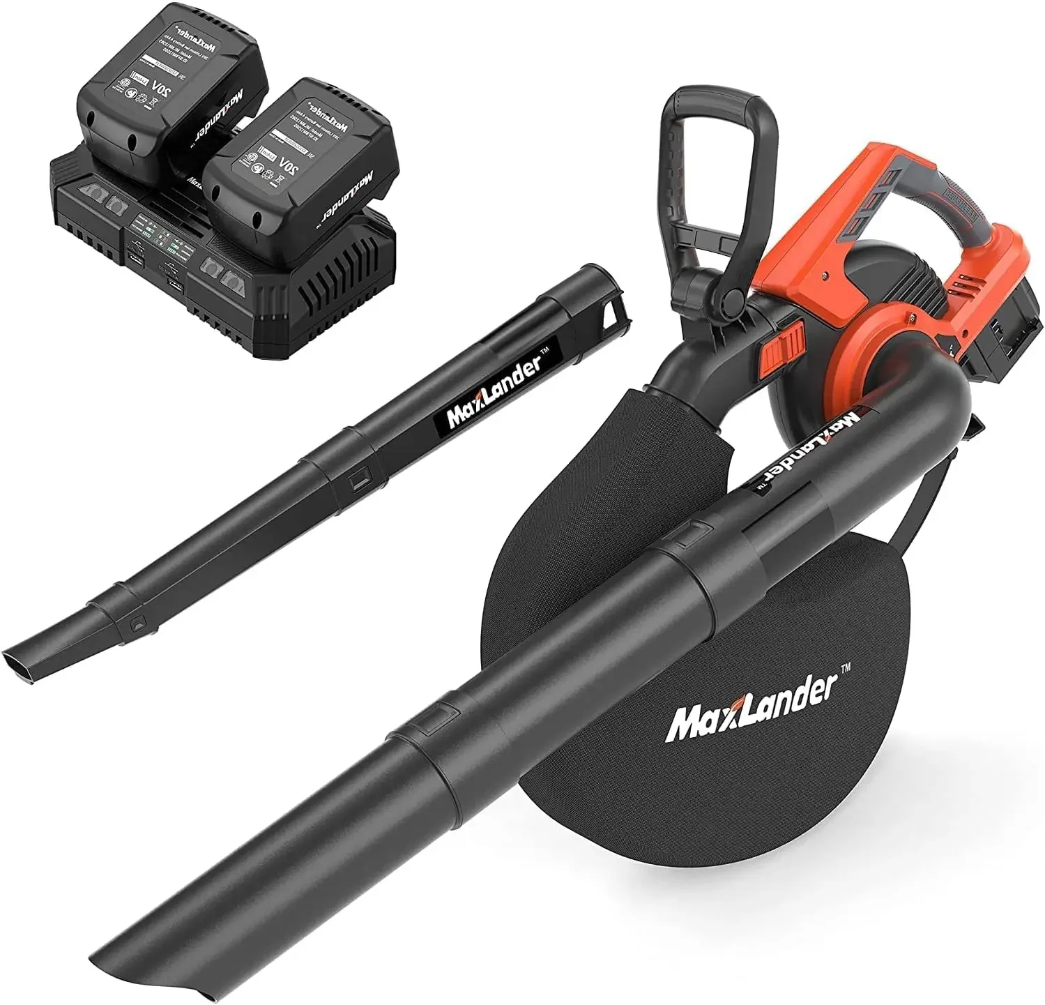 

3 in 1 Cordless Leaf Blower & Vacuum with Bag, Brushless Battery Powered Leaf ,40V 170MPH 360CFM 5 Speeds Leaf Blowers