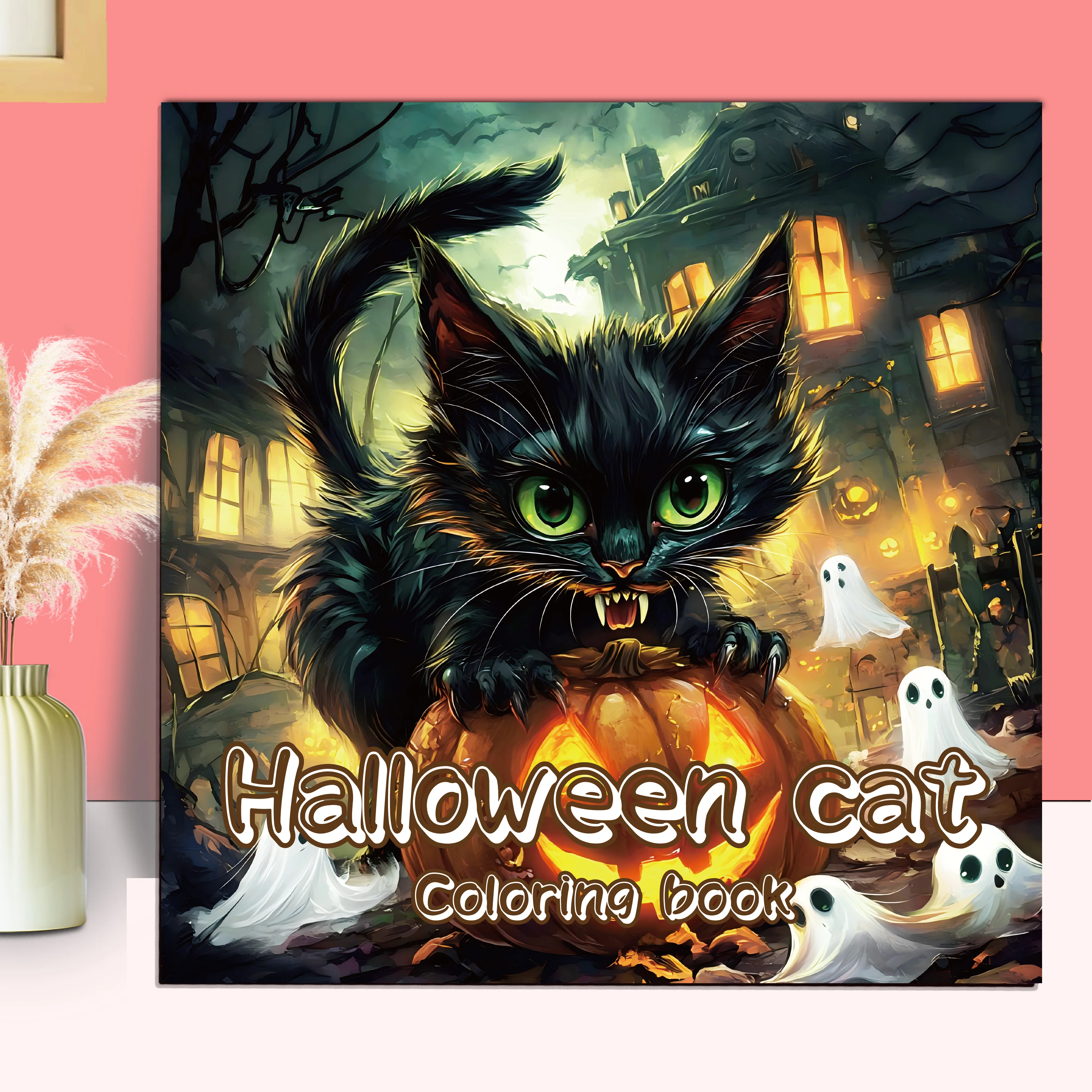 Adult coloring book - 20 Sheets Halloween cat Graffiti Painting Drawing Art Book For Halloween Gift Relieve Stress Kill Time