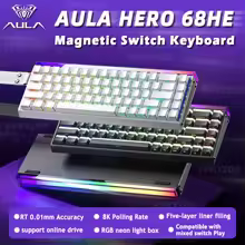 AULA HERO 68HE Teclado com interruptor magnético RGB Teclado mecânico para jogos Gatilho rápido 8K Retorno com fio Esports Teclado personalizado