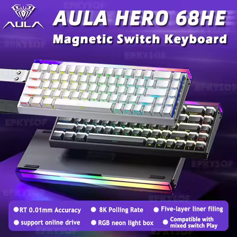 AULA HERO 68HE Magnetic Switch Keyboard RGB Gaming Mechanical Keyboard Rapid Trigger 8K Return Wired Esports Custom Keyboard