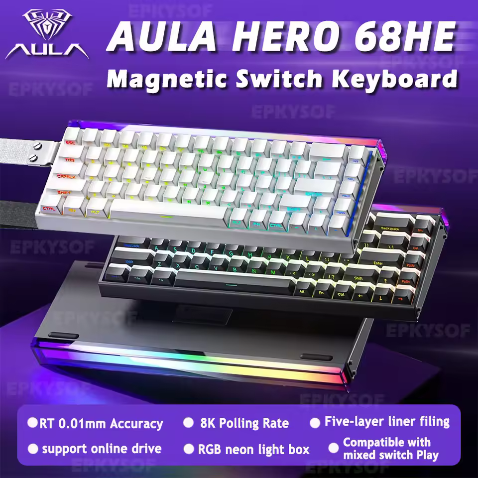 AULA HERO 68HE 마그네틱 스위치 키보드 상단 이미지