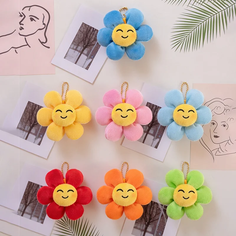 

8cm Kawaii Sunflower Plush Doll Pendant New Plush Toy Girl Satchel Keychain Ornaments Decorated Cartoon Flower Stuffed Keyrings