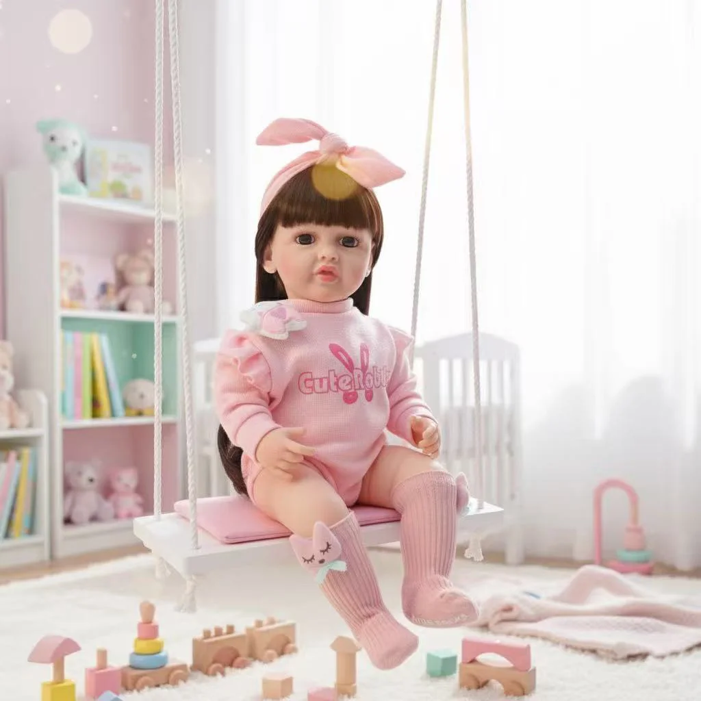 Cloveray 22-calowa Klasyczna Lalka Reborn z Pełnego Winylu, Realistyczna, Super Urocza Lalka Winylowa, Ręcznie Robiona Oryginalna Zabawka, Prezent Świąteczny dla Dziecka