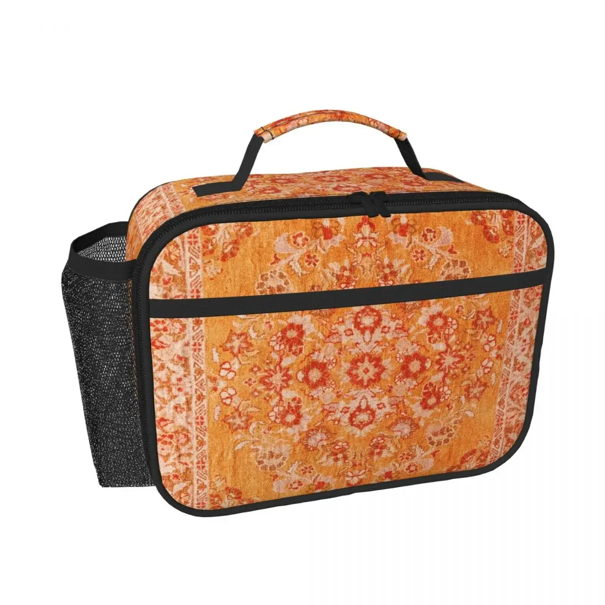 Orange Bohemian Berber Traditional Moroccan Style Design Insulated Lunch Bag for Women Children Food Boxes Thermal Lunch Box