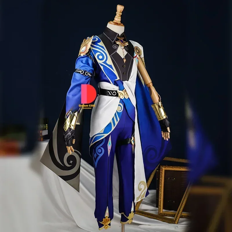 Dr Ratio przebranie na karnawał peruka Honkai Star Rail Veritas jednolite pierścienie nakrycia głowy Intelligentsia Guild impreza z okazji Halloween strój męski #   1