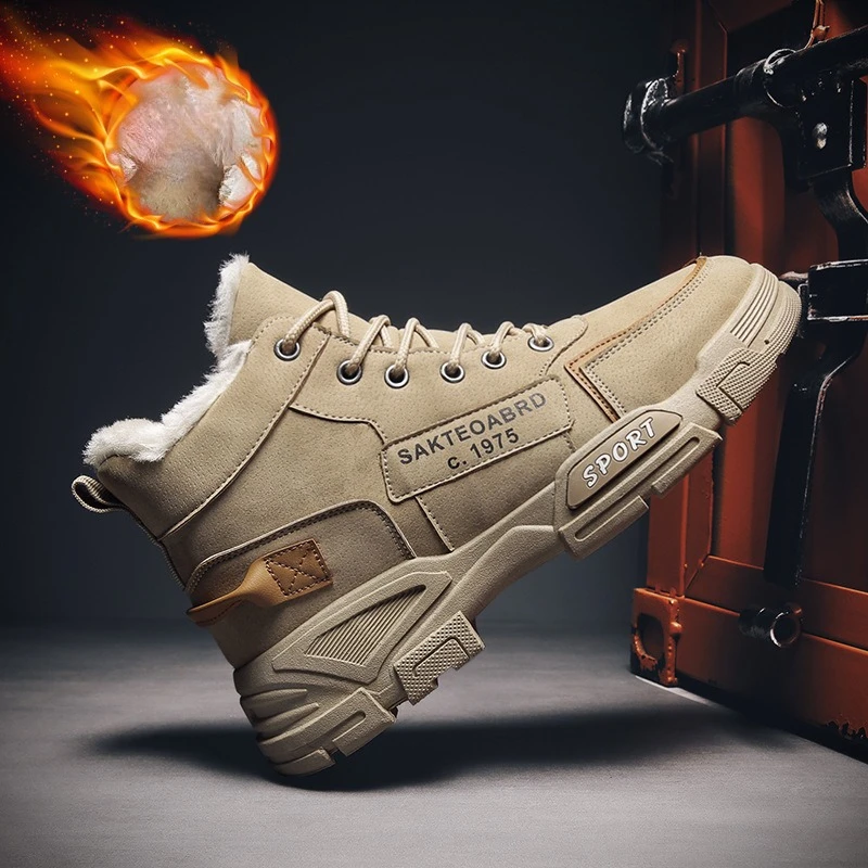 

Men High Top Boots Platform Casual Shoes No Slip Comfortable Hiking Boots for Men Outdoor Working Shoes Lace-up Ankle Men Boots