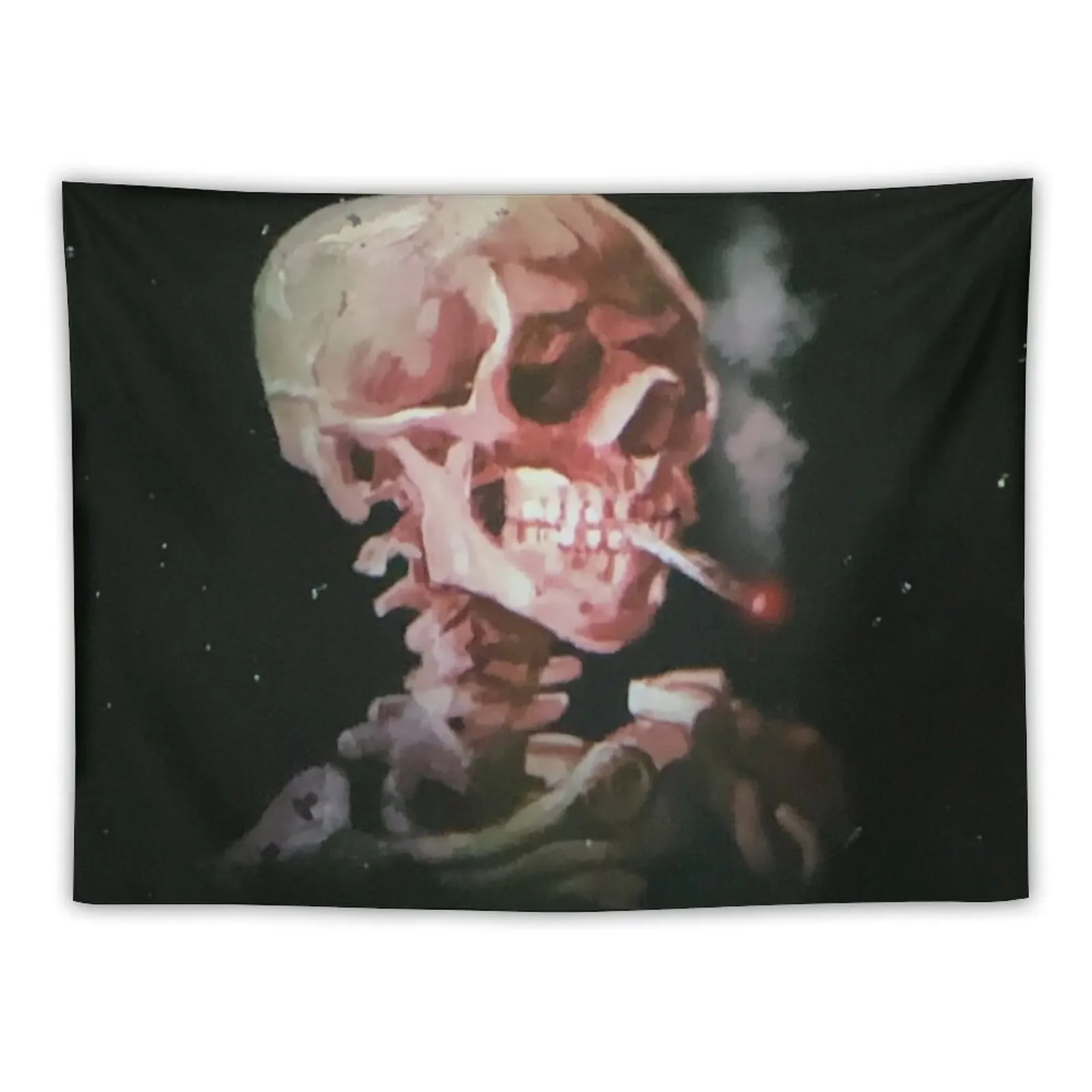 Skull of a Skeleton with Burning Cigarette Tapestry Room Decoration Accessories Room Decor Cute Decoration Bedroom Tapestry