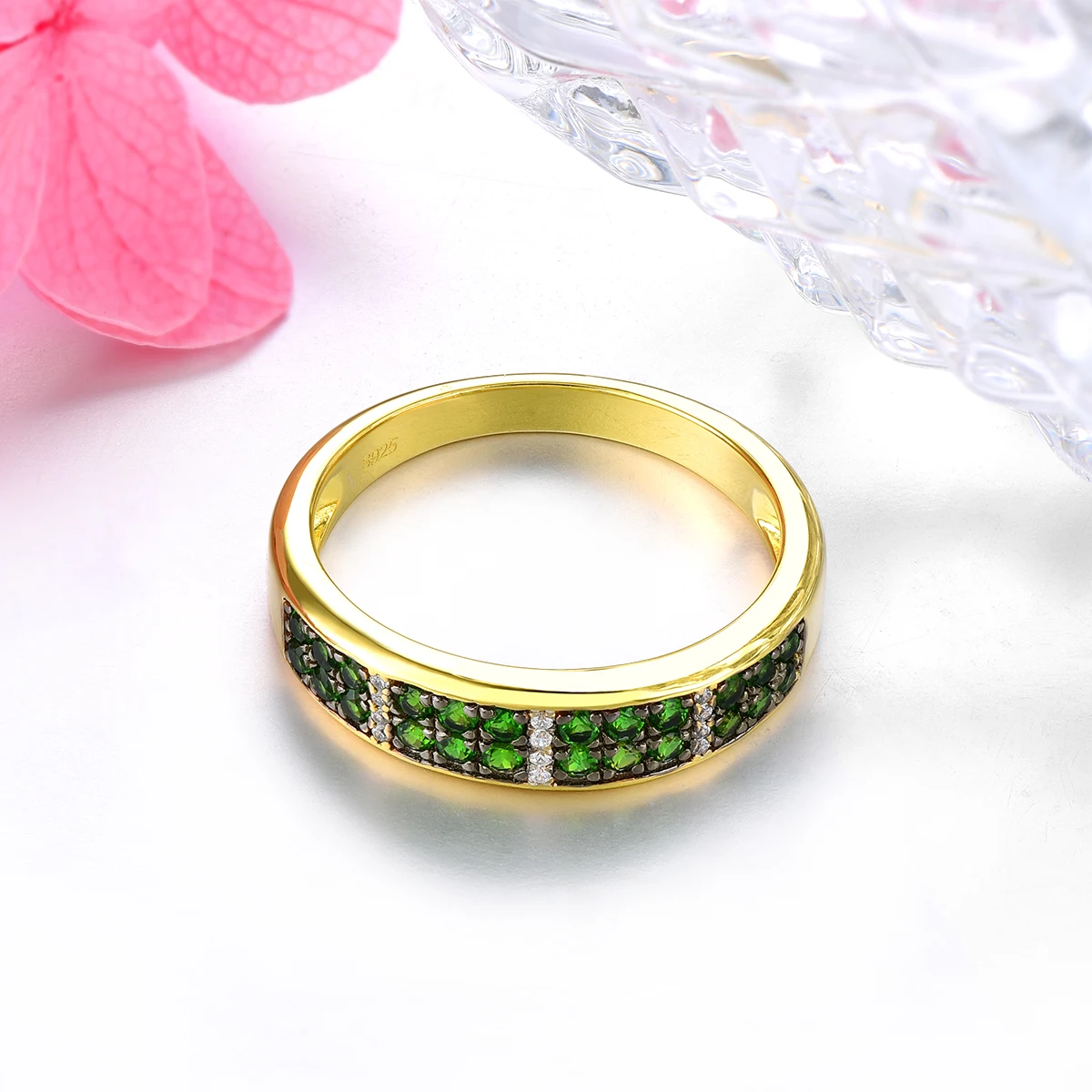 Natural Chrome Diopside Silver Unisex Ring Yellow Gold Plated 0.8 Carats Gemstone Lover's Fine Jewelrys S925 Top Quality - Image 4