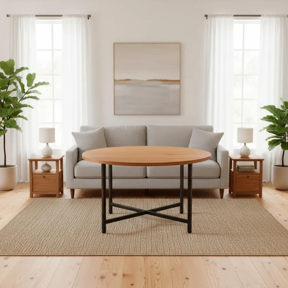 

Современный круглый журнальный столик, для использования в помещении и на открытом воздухе, черно-коричневая отделка, диаметр 31,5 дюйма, высота 17,7 дюйма