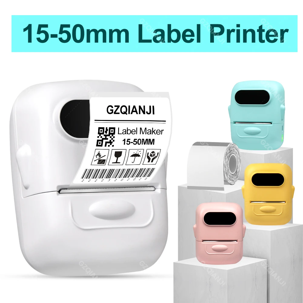 58mm 2inch Adhesive Mini Thermal Label Printer for Business Barcode Wireless Inkless Logo Synthetic Sticker Print Bluetoot Maker