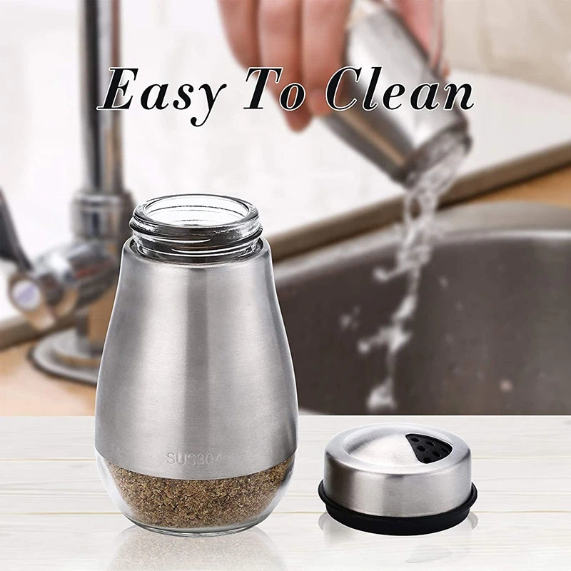 Glass Bottom Salt and Pepper Seasoning Shaker Spice Dispenser Pepper Shaker Seasoning Shaker Salt Shaker BBQ Organizer Set