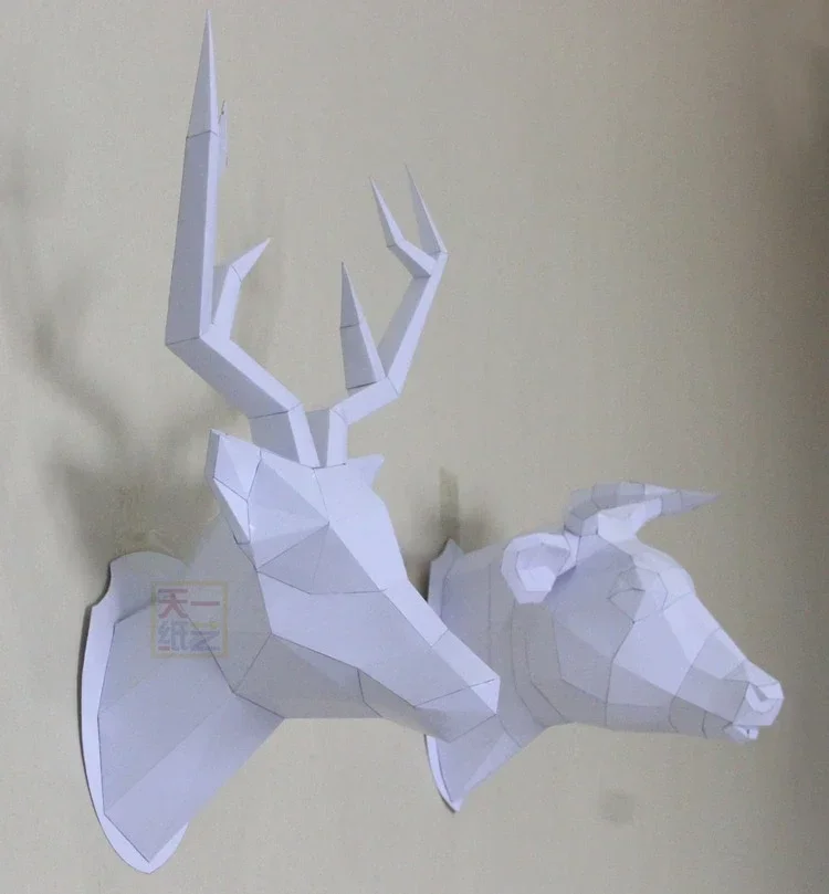 Bullhead paper model DIY living room wall decoration wall hanging animal art modeling gifts with head decoration