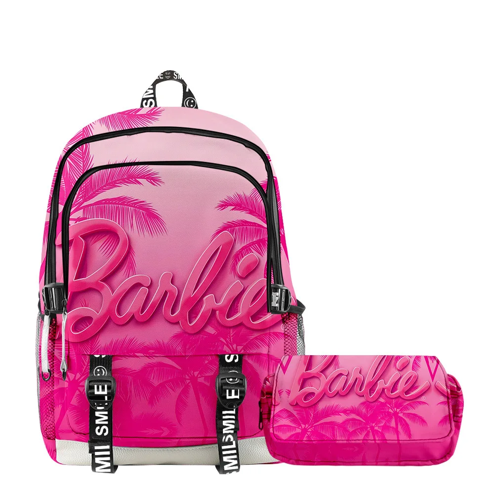 MINISO New Barbie Peripheral Movie School Bag Layer Pencil Case for Primary and Secondary School Students Two-piece Set