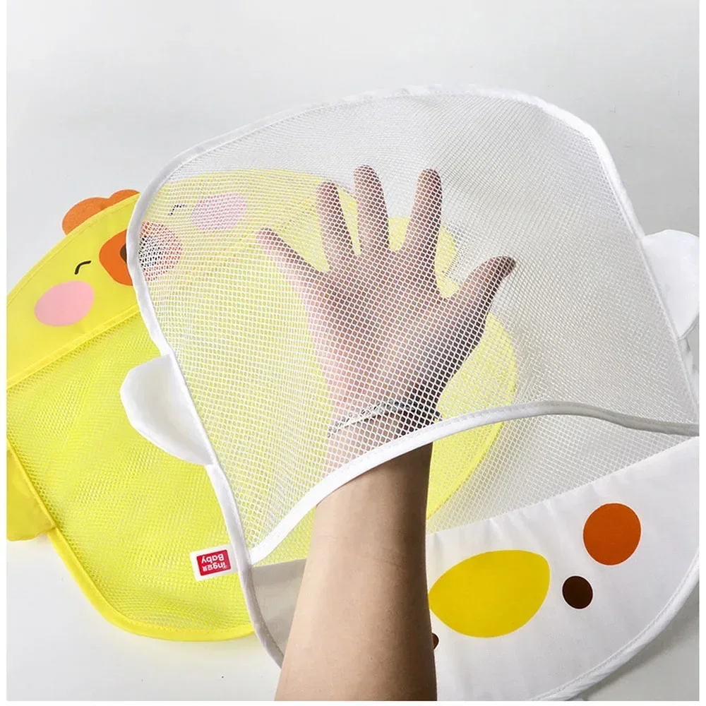 Bolsa de juego de secado rápido de malla de pato bonito de dibujos animados para niños, organizador de baño, bolsa de ducha con ventosa