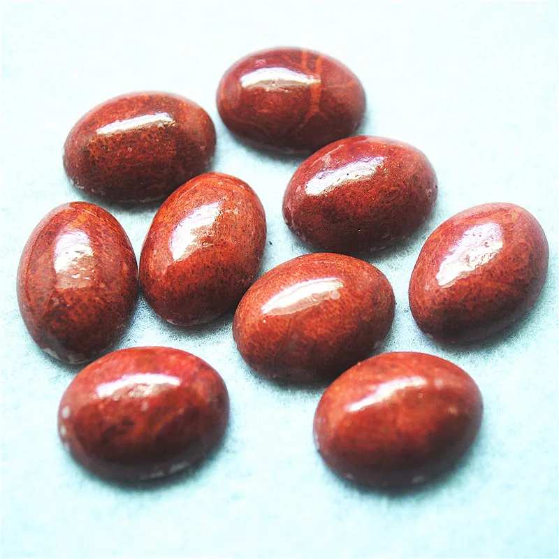 4PCS Natural Sponge Coral Cabochons Oval Shape13X18MM 15x20MM Red Colors Loose Coral Beads For Pendants Making Accessories