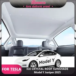 Sunshade Sunroof For Tesla Model Y Juniper 2025 Ice Cloth Buckle Sun Shades Glass Roof Front Rear Skylight Car Accessories