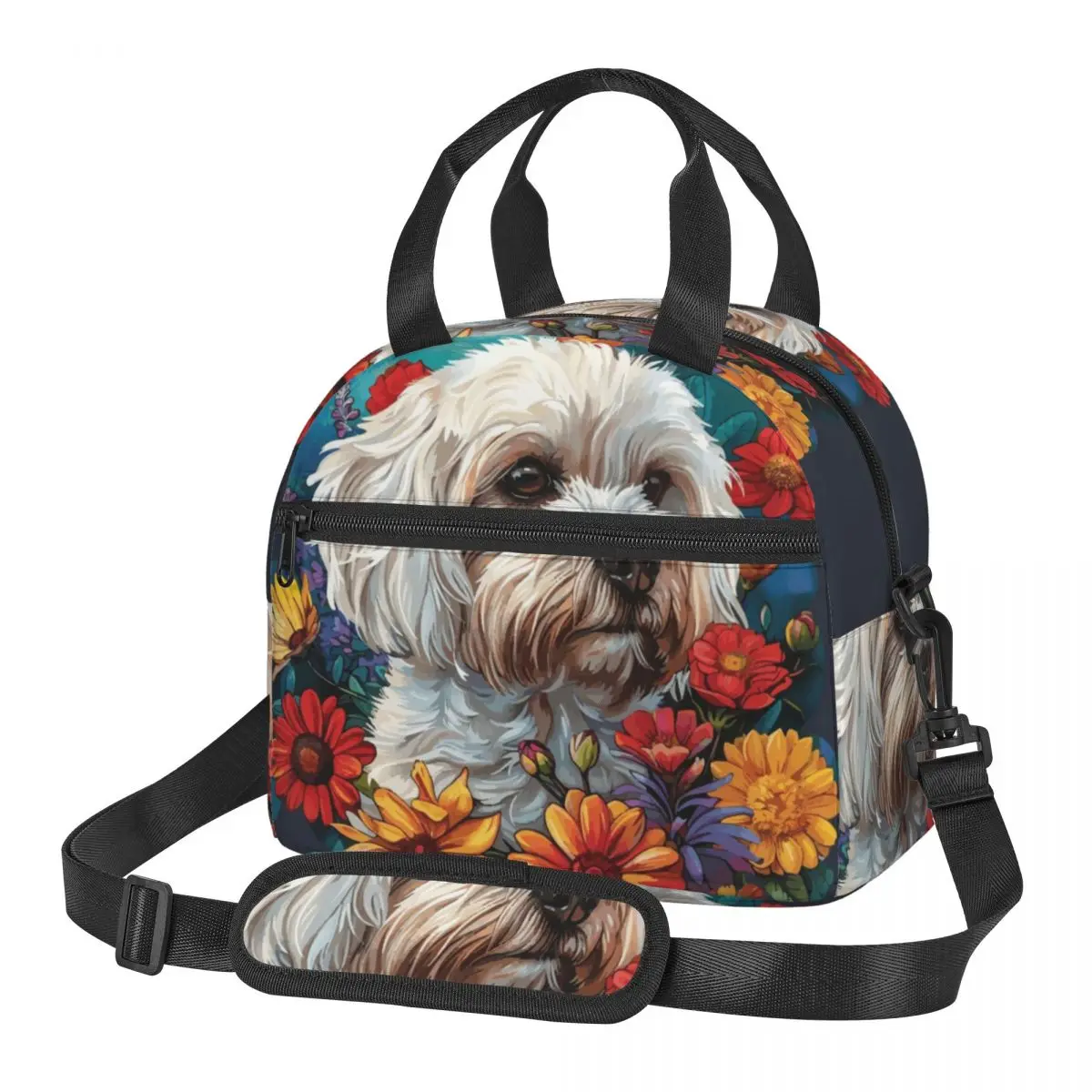 Maltese Dog Lunch Bags Insulated Bento Box Resuable Lunch Tote Picnic Bags Thermal Bag for Woman Girl