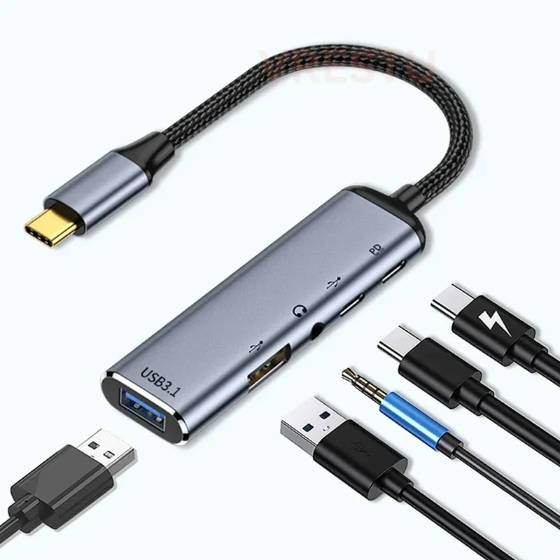 USB 3.1 Type-C Hub Type C to VGA HD USB HDTV TYPE-C PD100W 3.5mm Jack Audio Adapter Multi Splitter Adapter HUBUSB 3.1 Type-C Hub