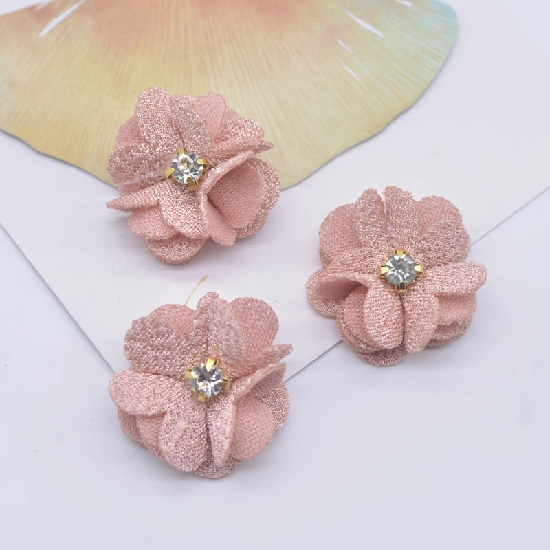 10Pcs 25mm Mesh Gardenia Flower Applique for DIY Headwear Hair Clips Decor Accessories Clothes Hat Shoes Crafts Sewing Patches