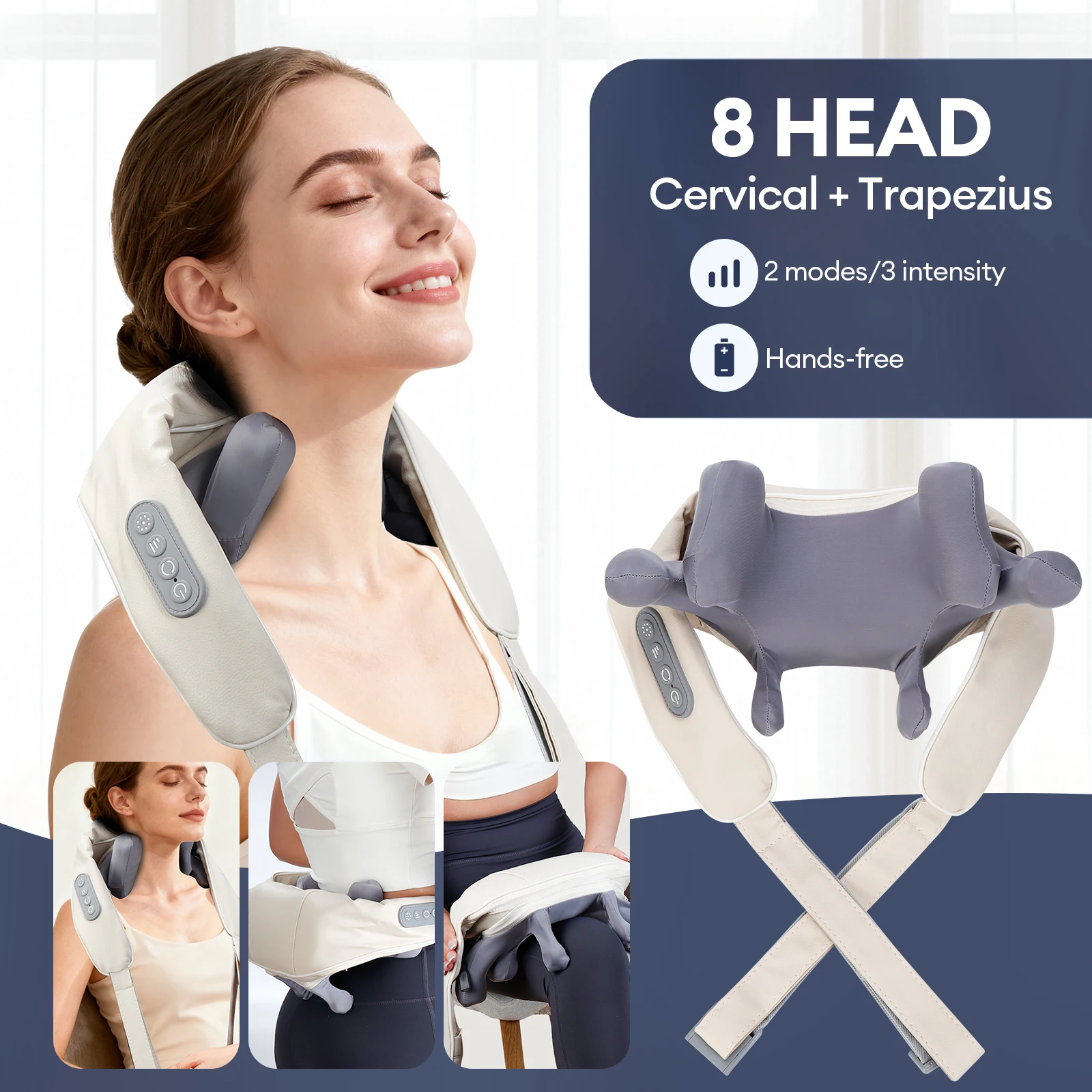 

8-Head Kneading Neck Shoulder Relaxation Massage Shawl Wireless Neck And Shoulder Massager Waist Back Neck Trapezius masajeador