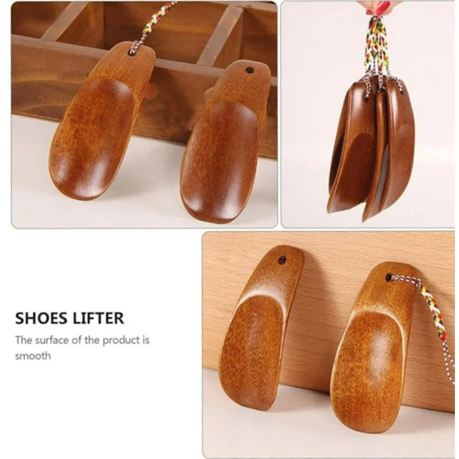 لبيسة حذاء صغيرة محمولة، بوق حذاء خشبي للسفر مع، رافع أحذية خفيف الوزن مصنوع يدويًا لكبار السن، تصميم سهل الدخول للكعب