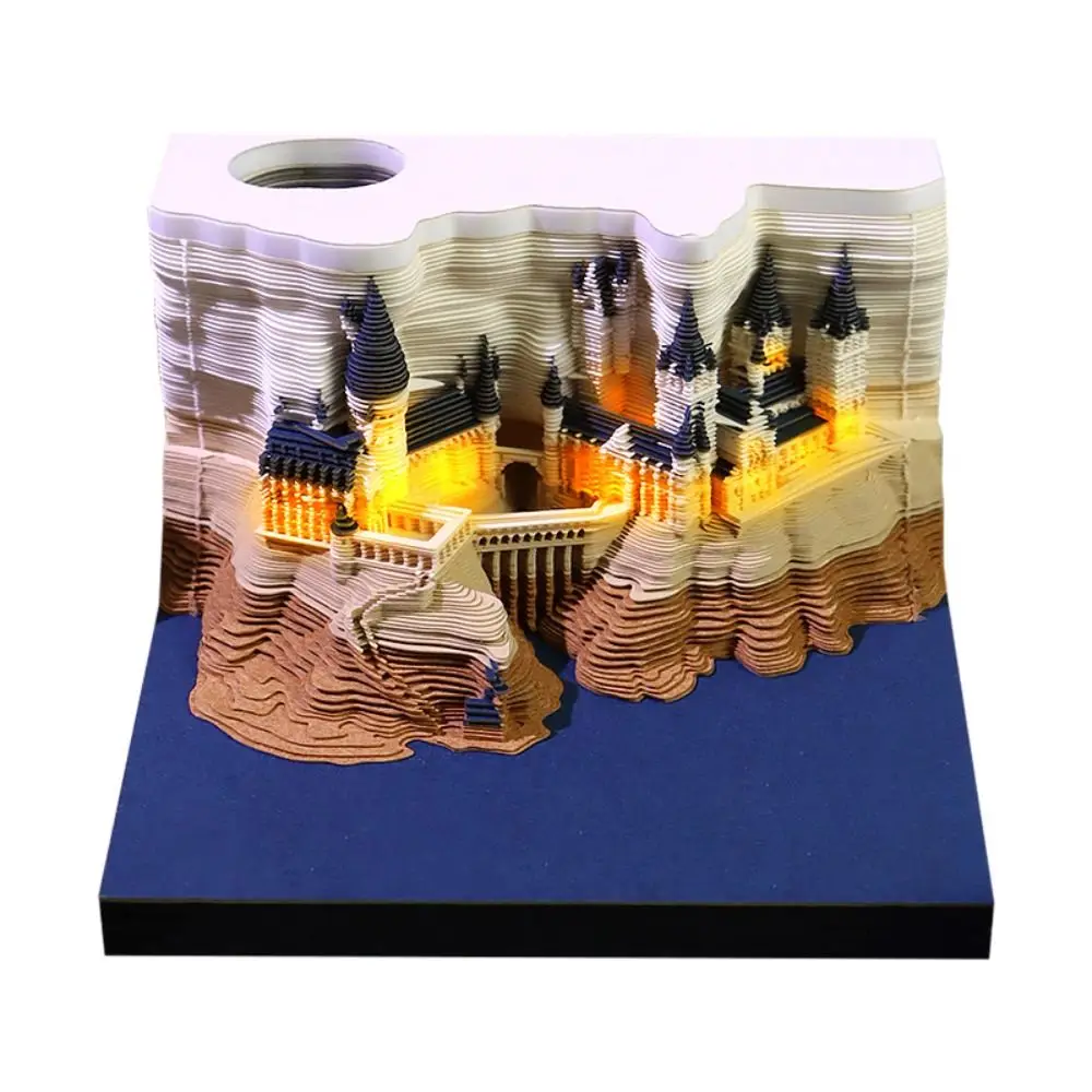 

Creative With Lights Paper Sculpture Calendar 3D Paper Craft Desktop Ornament Magic Castle Calendar Notepad 2026 Weekly Calendar