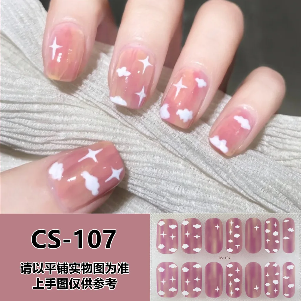 

Waterproof Baking Free Semi Cured Nail Art Stickers Self-Adhesive Fashion Manicure Decal Korean Nail Film Paper Nail Decoration