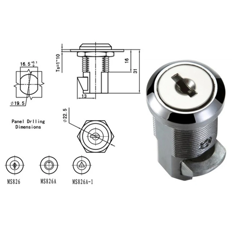 MS826 Cabinet Cam Lock,Fire Hydrant /Cylindrical/ Press Lock For Distribution Box