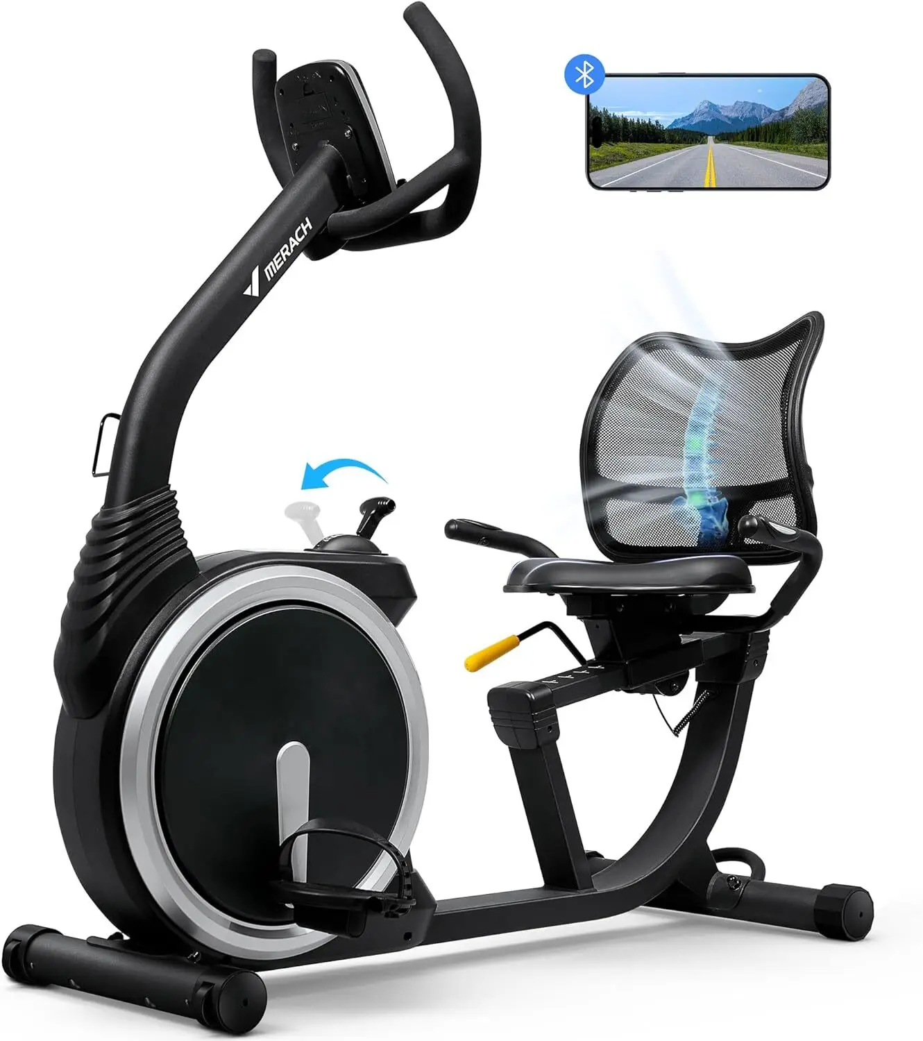 Bicicleta estática magnética de alta gama, bici de ejercicio reclinable con Bluetooth inteligente y conectividad exclusiva con App