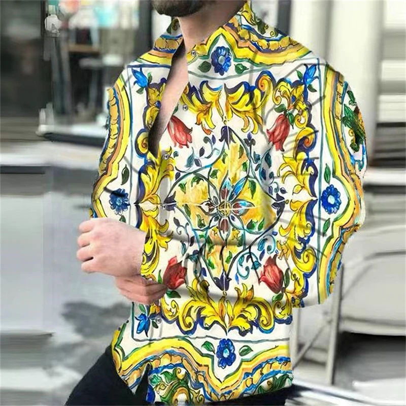 Men\'s shirt custom design shirt long-sleeved shirt loose version lapel single-breasted shirt super large size XS-6XL soft fabric