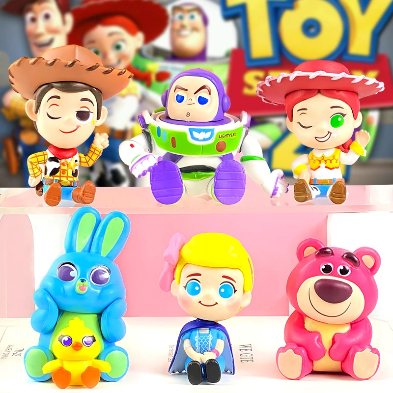 6pcs Disney Toy Story Figures Set Woody Jessie Buzz Lightyear Lotso Kawaii Anime Model Dolls Kids Toys Gifts Car Cake Ornament